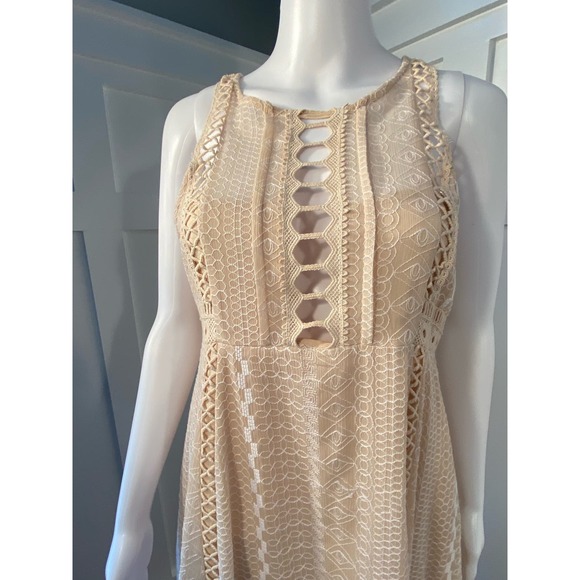 Free People Wherever You Go Mini Dress Ivory* Boho Chic with Crochet Detail WD20 - Picture 4 of 13